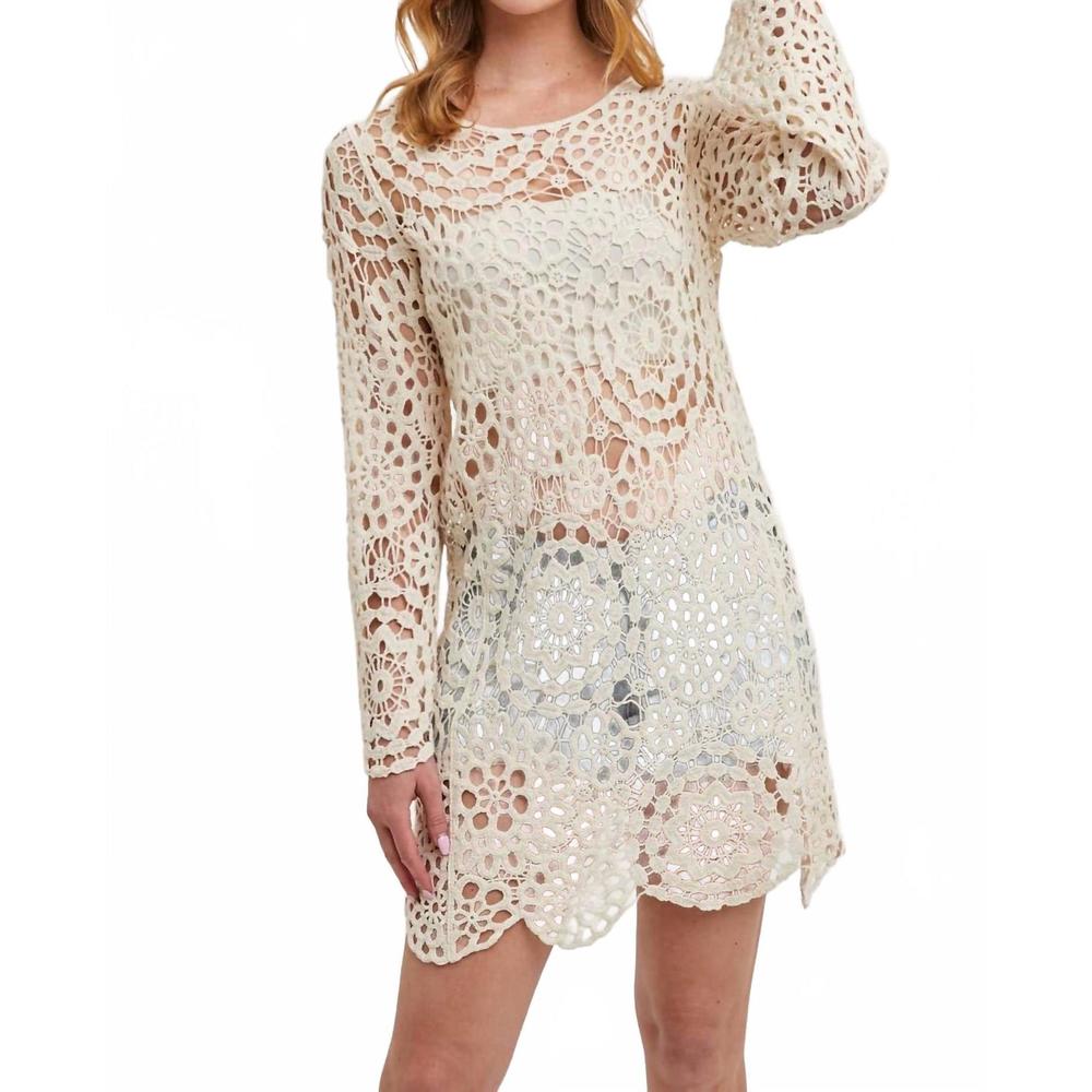 NEW BLUIVY crochet beach cover up dress in natural